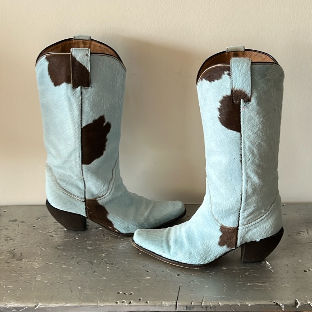 Vintage Cowboy Boots- Calf Hair Ponyhair Cowhide - Picture 4 of 17